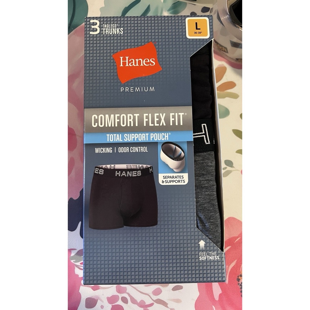 Hanes Mens Comfort Flex Fit Support Pouch  Boxer Trunks Size Large NEW